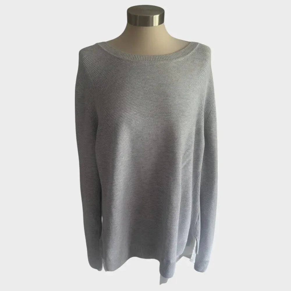 Hilary Radley Womens XXL Gray Round Neck Ribbed Sweater Layer Look